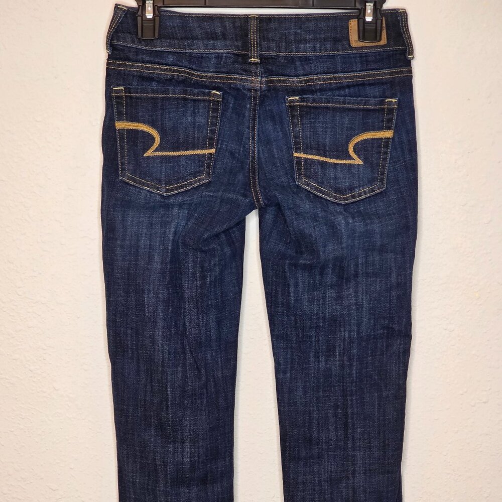 American Eagle Women's Artist Crop Stretch Dark Denim Jeans, Size 0 - Picture 2 of 10